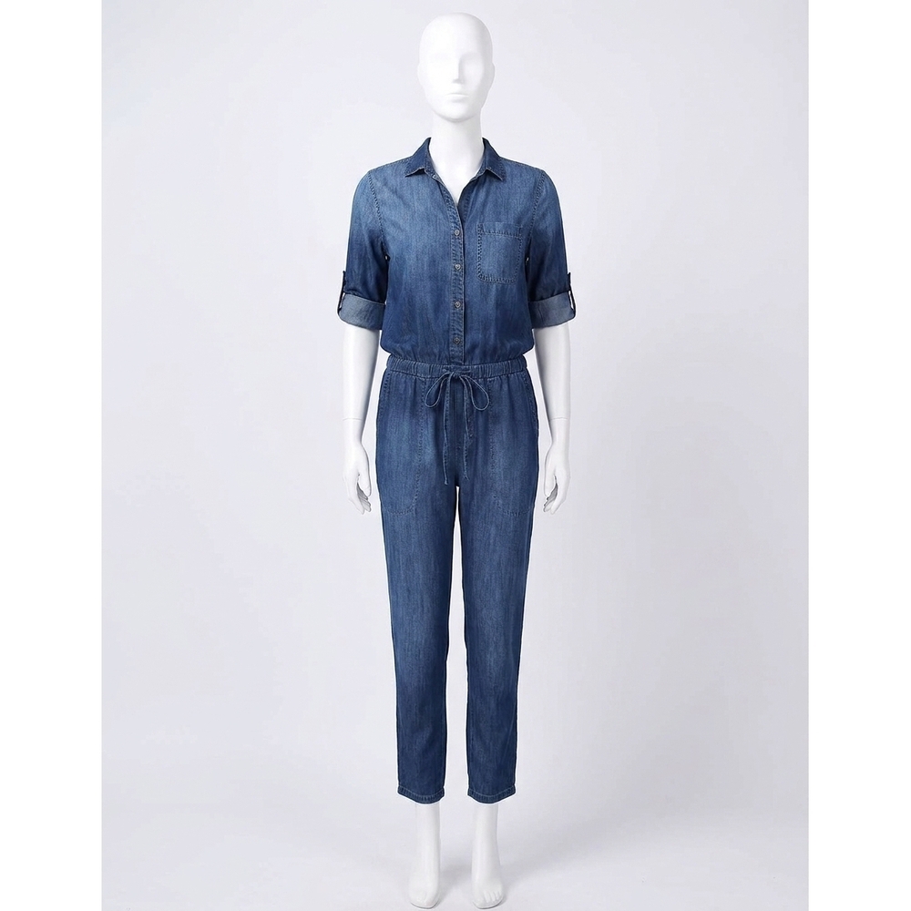 NEW BELLA DAHL utility jumpsuit in dark ombre wash